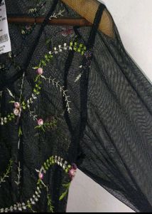 Floral Embroidered Mesh Top