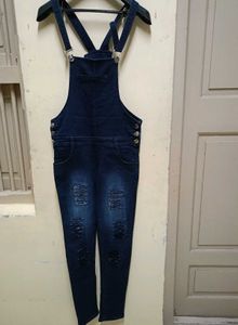 Distressed Denim Overalls