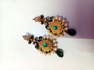 Green &amp; Gold Earrings