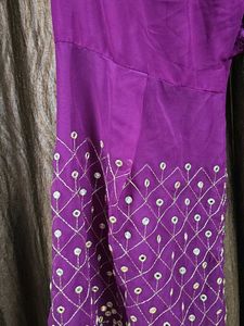 Purple Embroidered Palazzo