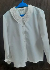 Lace Collar White Button-Up