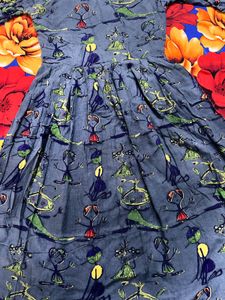 Greyish Blue Frock Kurti