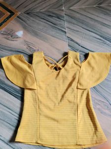 Yellow Cold Shoulder Top