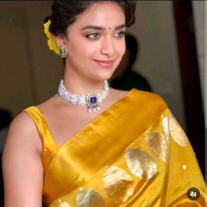Golden Yellow Saree with Tree Motif