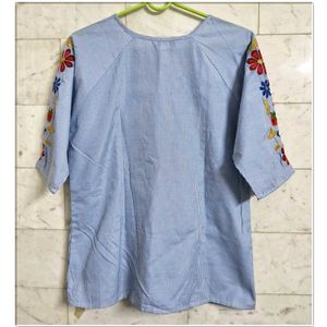 Striped Embroidered Top
