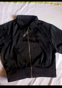 Black Crop Top/Jacket Imported Cloth