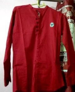 Red Mandarin Collar Shirt