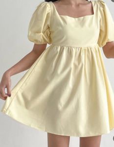 Yellow Puff Sleeve Dress