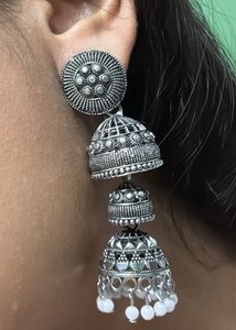 Silver Jhumka Earrings