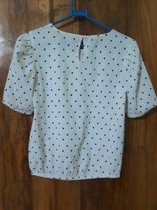 Polka Dot Puff Sleeve Top