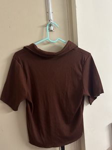 Ribbed Brown Crop Top From Street Style Store
