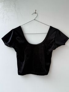 Vintage Black Velvet Crop Top
