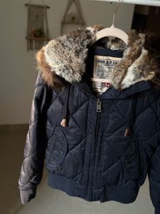 WHO.A.U.CALI VINTAGE NAVY BLUE PUFFER CROP JACKET