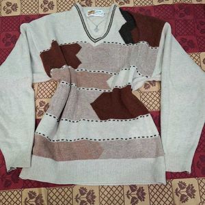 Vintage Patchwork V-Neck Sweater