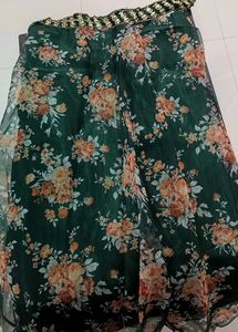 Beautiful Emerald Green Floral Lehenga For Womens
