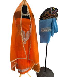 Organaza Heavy Wedding Orange Salwar Kameez Suit