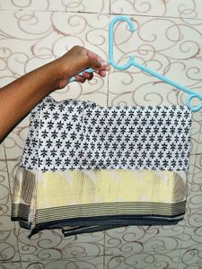 Elegant New White Printed Saree