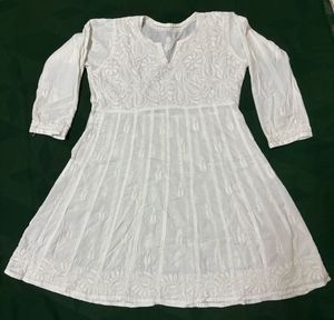 White Chikankari Short Kurta