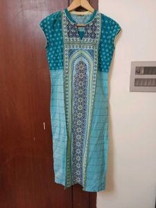 AURELIA Elegant Teal Blue Kurta, Size-XS