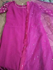 Burgundy Embellished Anarkali Dress