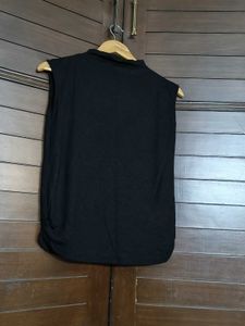 Altbeny Women Black High Neck Casual Top