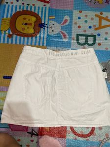 White Denim Mini Skirt