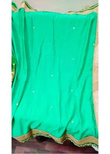 Mehendi Outfit/ Muslim Bridal Green Lehenga Saree