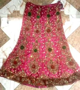 Pink Indian Outfit with Sequins Bridal Lehenga 😍