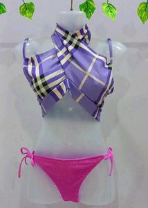 Purple Halter Neck Beach Bikini Set