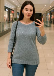 Pinterest Blue Knit Sweater C
