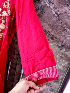 Partywear Deep Mehroom Colour Biba A Line Kurti