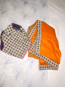 Elegant Orange Saree & Blouse