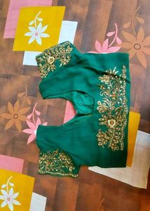 Embroidery Work Green Saree