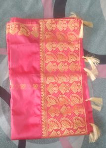 Pink &amp; Gold mekhela sador For  6 To 9 Years Girls