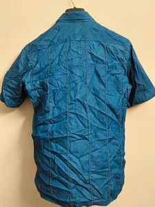 Men&#39;s Blue Short Sleeve Button Down