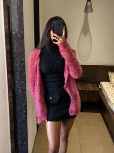 Pink Fuzzy Knit Cardigan