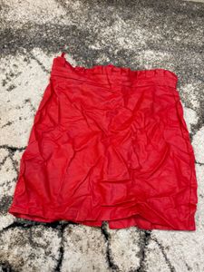 Faux leather paperbag skirt from river island