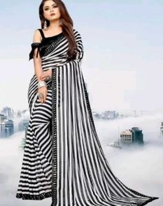 Black&amp;White Stripped Saree