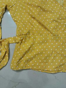 Yellow Polka Dot Wrap Top