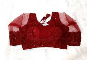 Maroon Net Sleeve Blouse