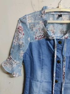 Ttrending Denim &amp;floral dress
