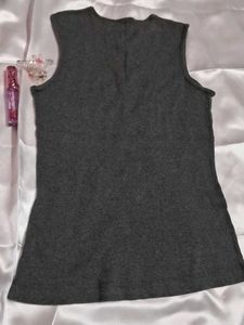 Gray Sleeveless Button Tank Sweater
