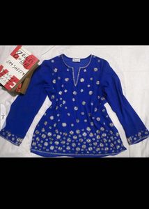 Blue Embroidered Kurta Top🧿
