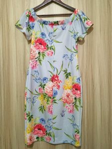 Primark Fitted Floral Midi Dress For Womens