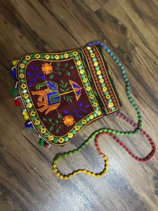Embroidered Elephant Crossbody Bag