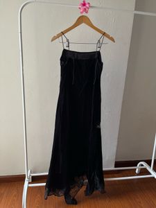 🖤Y2K Black Velvet &amp; Lace Maxi Dress 🖤