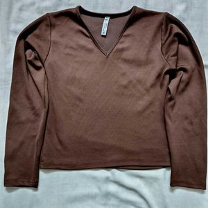 Women Full sleeve Brown Top