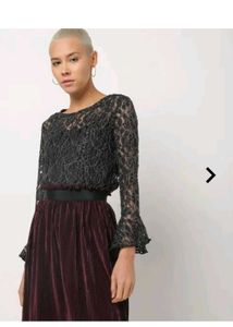 Elegant Black Lace Long Sleeve Top