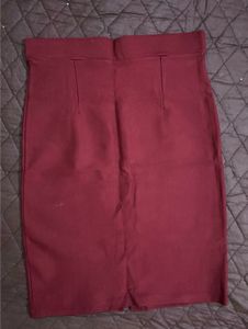Burgundy Button-Down Skirt