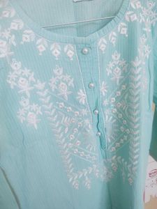 Elegant Aqua Embroidered Kurta